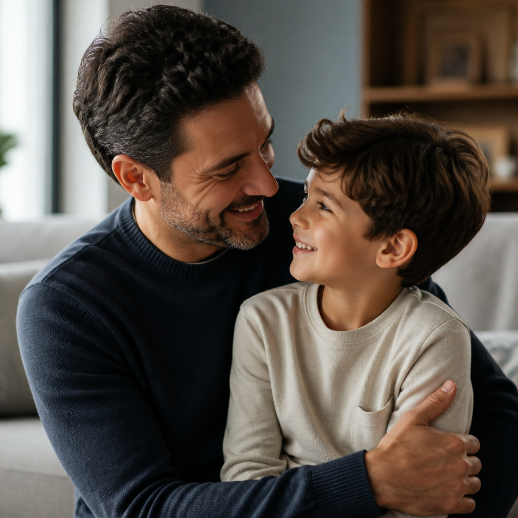 Pai e filho em um momento juntos